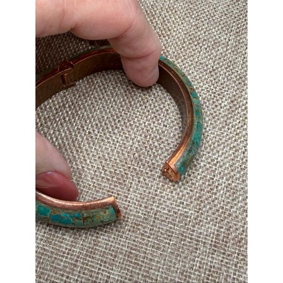 Jay King “Mine Finds” Turquoise & Copper Hinged Bangle Bracelet - Picture 6 of 9